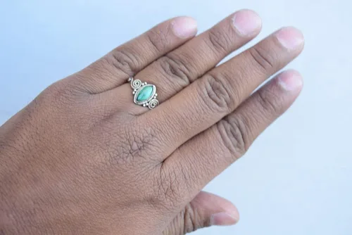 Miniatura 5 de Anillo de piedras preciosas, anillo de plata de ley 925 para mujeres y niñas, regalos de Navidad, tamaño de joyería hecha a mano de EE. UU