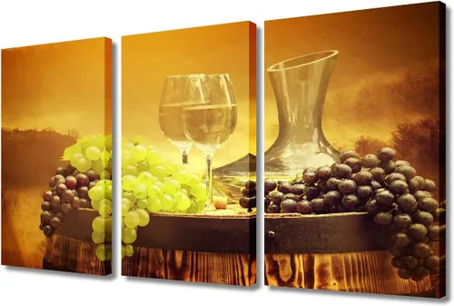 Miniatura 70 de Obra de arte para paredes del hogar, 3 paneles de letras de vino tinto, pinturas de corcho, impresiones HD, arte de pared de corcho de vino sobre