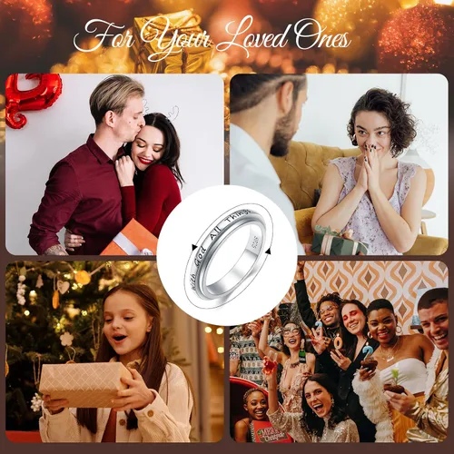 Miniatura 13 de Ladytree Anillo giratorio de plata de ley S925 para ansiedad, anillo inspirador de promesa, ansiedad, preocupación, alivio del aburrimiento, TDAH