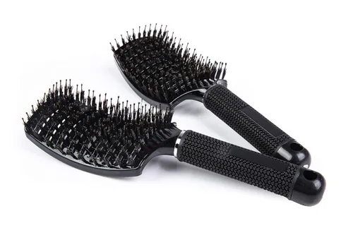 ThickTails Cepillo curvado ventilado de cerdas de jabalí para secar con soplado, desenredar y peinar cabello rizado y grueso (paquete de 2)