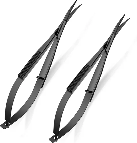 Shynai Tijeras de bordado de 4.7 pulgadas Tijeras de cejas curvadas Punta Acción de resorte de acero inoxidable Corte de cejas Artesanía de corte