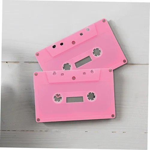Miniatura 5 de Cintas de casete en blanco rosa para decoraciones de fiesta de los años 80 y 90, 2 casetes de audio decorativos retro para centros de mesa de música