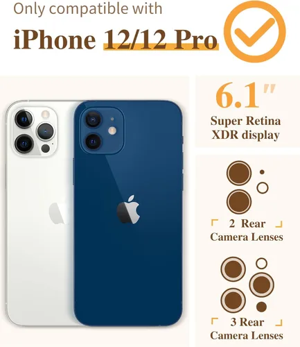 Miniatura 2 de GVIEWIN - Funda para iPhone 12 y iPhone 12 Pro con protector de pantalla + protector de lente de cámara, funda transparente suave y flexible