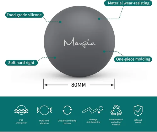 Miniatura 6 de Bola de masaje individual de 3 pulgadas, rodillo de bola de masaje vibrante de 5 velocidades para terapia de punto de activación, masajeador de Gris