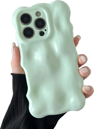 Miniatura 58 de XIZYO Funda para iPhone 13 de 6.1 pulgadas, bonito patrón de ondas, estético, 3D, rizado, ondulado, chapado en purpurina, para mujeres y niñas, Azul