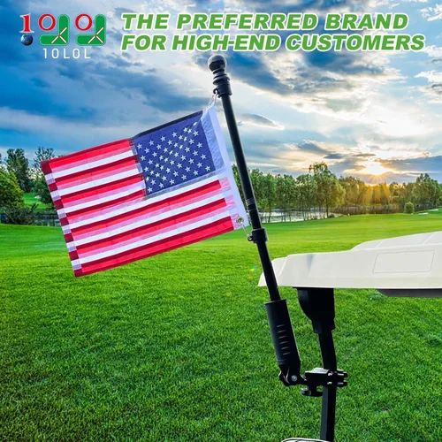 Miniatura 2 de 10L0L Soporte para bandera de carrito de golf, kit de asta de bandera para Yamaha Club Car DS/Precedent y EZGO TXT/RXV, bandera de Estados Unidos