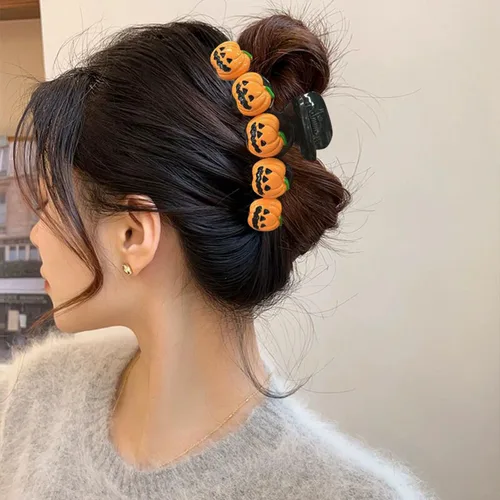 Miniatura 7 de Pinzas para el pelo de calabaza de Halloween, bonito diseño para cabello grueso, accesorios antideslizantes para mujeres y niñas