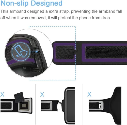 Miniatura 4 de Brazalete para Galaxy S10 S9 S8, JEMACHE Gym Running Ejercicios Entrenamientos Teléfono Banda para Samsung Galaxy S10/S9/S8/S7 Edge (morado)