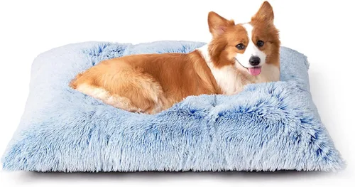 Miniatura 28 de EHEYCIGA Cama Mullida para Jaula de Perros Pequeños, Almohadilla de Jaula de Piel Sintética de Felpa, Cama Calmante Anti Ansiedad para Perros Gris