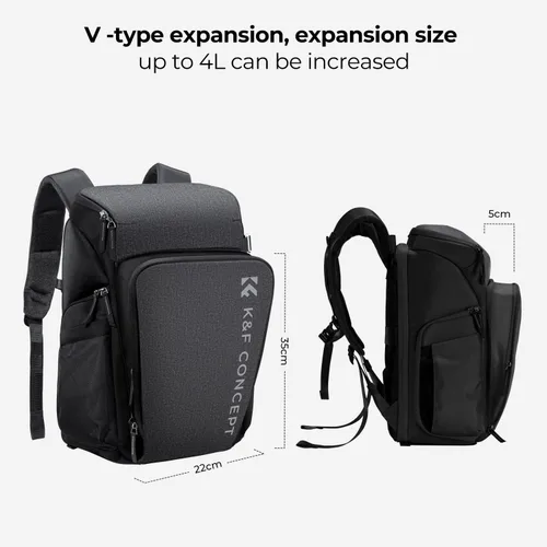 Miniatura 6 de K&F CONCEPT Mochilas profesionales para fotógrafos 25L de gran capacidad Funda para cámara impermeable Mochila para cámara de fotografía