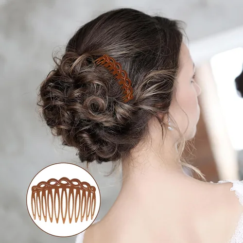 Miniatura 6 de COMNICO Juego de 6 peines laterales franceses para mujer, juego de accesorios de peine de pelo de plástico, pinzas decorativas para el cabello