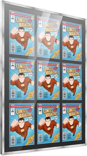 Miniatura 38 de Poster Palooza Marco de cómic con paspartú para 1 cómic de la Edad de Bronce publicado entre 1970 y 1985, marco de cómic negro para cómic de 7.25 x