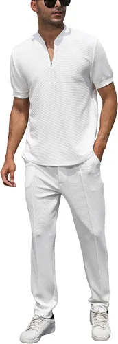 Miniatura 56 de FZNHQL Conjunto deportivo de moda para hombre, 2 piezas, casual, atlético, para correr, manga corta/larga, conjunto para hombre