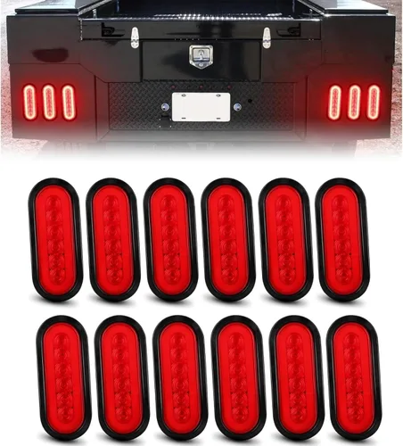 Luces traseras LED ovaladas rojas de 6 pulgadas, luces traseras de remolque, luces traseras de remolque de montaje en superficie, luces de