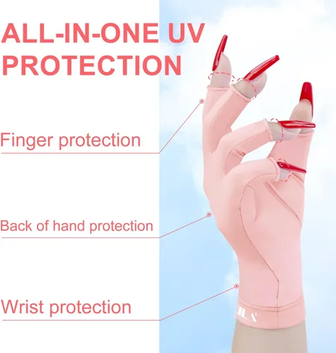 Miniatura 5 de NXJ INFILILA UV Gloves for Nails, Anti UV Light Gloves for Gel Nail Lamp, Professional UPF 99+ Protection for Women Rosa