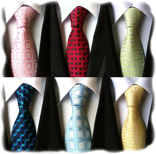 Miniatura 127 de WeiShang Lote de 6 corbatas clásicas de seda para hombre, corbatas tejidas jacquard