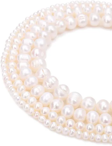 Miniatura 2 de BEADIA Cuentas de perlas naturales de papa, de 0.236 a 0.276 pulgadas, color blanco, cultivadas en agua dulce, cuentas de piedras preciosas sueltas