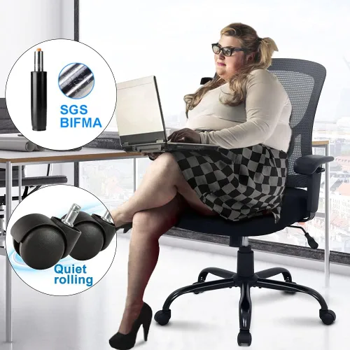 Miniatura 7 de Silla de oficina grande y alta, silla de computadora resistente de 400 libras con soporte lumbar, sillas ergonómicas de malla giratoria de respaldo