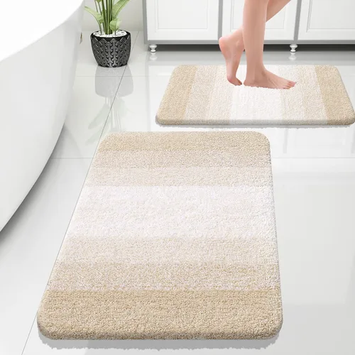 Miniatura 69 de OLANLY Juego de 2 alfombras de baño de microfibra suave y absorbente, antideslizantes, se pueden lavar y secar a máquina, alfombras de baño peludas