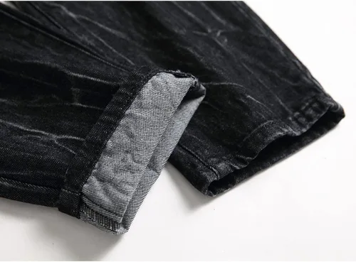 Miniatura 9 de Jeans rasgados para hombre, ajustados, ajuste regular, pierna cónica, desgastados, pantalones de mezclilla para hombre con agujero