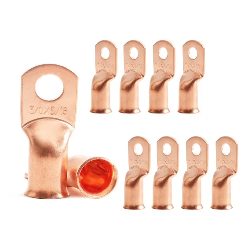 Miniatura 11 de 2/0 AWG 5/16" Stud (25 piezas), terminal de anillo de batería resistente, conectores de calibre 00, lengüetas de alambre de cobre 2/0, terminales