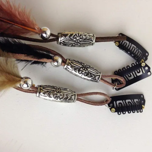 Miniatura 6 de CBLUO 3 pinzas para el pelo de plumas de Halloween, hippie, indio, bohemio, pasadores con borla, bohemios, para mujer, horquillas para el cabello