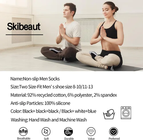 Miniatura 6 de Calcetines antideslizantes de yoga con agarre acolchado para pilates, barre para entrenamiento en casa, hospital, calcetines antideslizantes