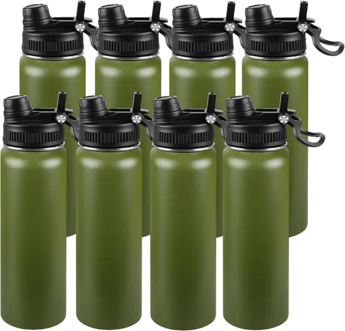 Miniatura 77 de Botella de agua aislada de 22 onzas, tapa 2 en 1 a prueba de fugas (sorbo/pajilla) + asa, botella de acero inoxidable para deportes, viajes, trabajo
