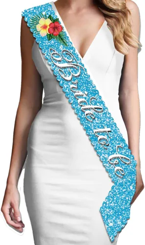 Miniatura 58 de Something Blue Gift for Bride To Be Sash - Banda de satén de grado nupcial - Decoraciones de despedida de soltera azul turquesa, Juego de 2 piezas