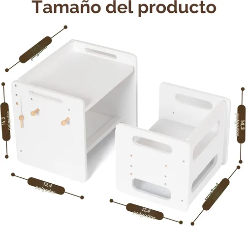 Miniatura 7 de bpmfkid Montessori - Juego de mesa y silla de destete – Diseño ajustable para niños pequeños, ideal para la hora de comer, aprender y jugar