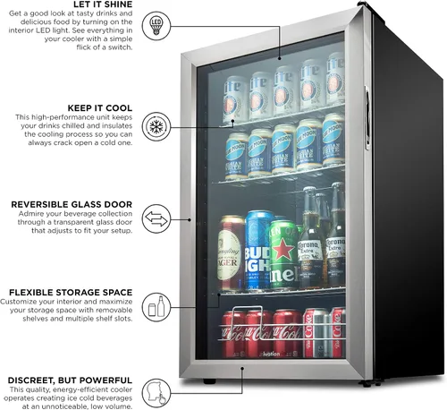 Miniatura 5 de Ivation - Refrigerador de bebidas para 126 latas, ultrafresco, independiente, para cerveza, cócteles, refrescos, jugos para el hogar y la oficina