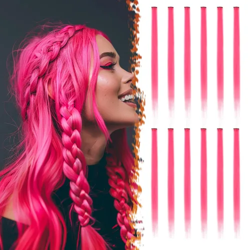 Miniatura 23 de BARSDAR Extensiones de cabello negro con clip, extensiones de cabello con clip de color para mujer, 22 pulgadas, 12 piezas, extensiones sintéticas