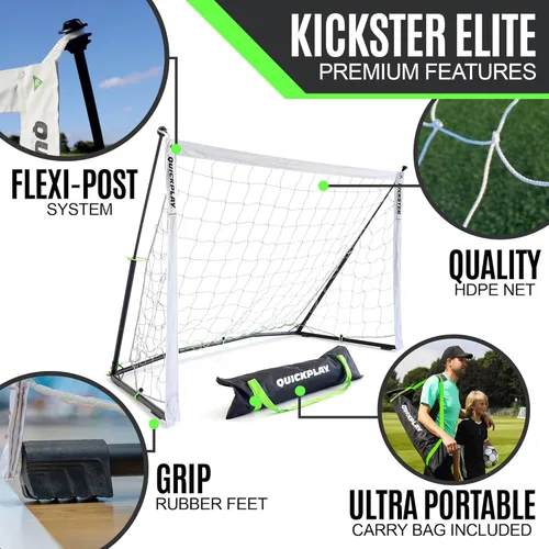 Miniatura 6 de Portería de fútbol portátil QUICKPLAY Kickster Elite Base pesada integrada para entrenamiento en césped artificial, suelos duros o césped natural