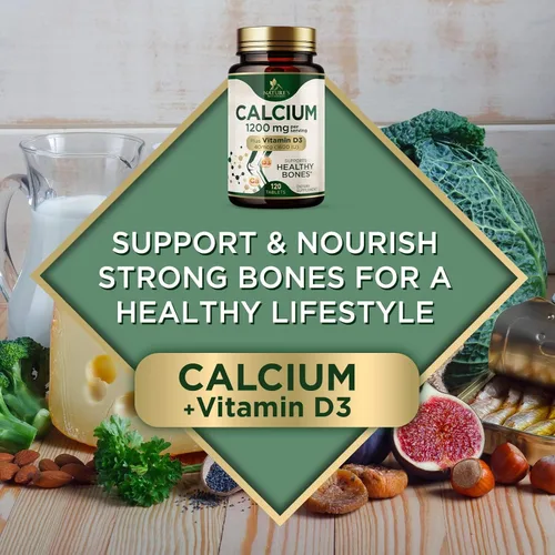 Miniatura 6 de Calcio 1200 mg con vitamina D3 – Suplemento de salud ósea, vitamina D y suplementos de calcio para mujeres y hombres – Fuerza ósea, dientes y apoyo