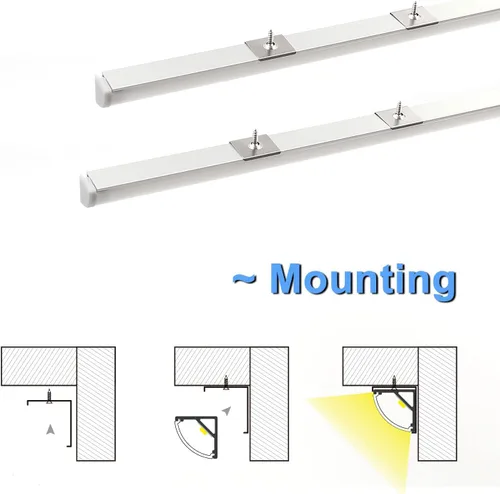 Miniatura 4 de VST Paquete de 10 canales LED de 3.3 pies, canal difusor LED en forma de V, sistema de canales de aluminio LED con cubierta lechosa, tapas finales
