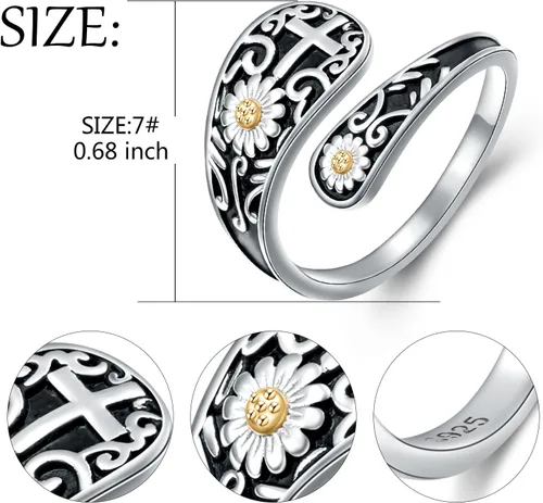 Miniatura 2 de Yearace Spoon Ring for Women 925 Sterling Silver Oxidized Spoon Ring Adjustable Ring Turquoise Spoon Ring Jewelry Gifts for Women