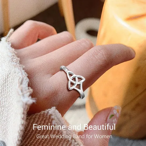 Miniatura 3 de PROSILVER Anillo Claddagh de plata de ley 925anillo de nudo celta para mujer, anillo de boda irlandés, chapado en oro rosa, ajuste cómodo