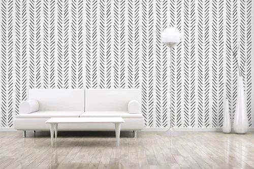 Miniatura 3 de HAOKHOME Papel tapiz de vinilo adhesivo extraíble con diseño de rayas en blanco y negro para gabinete de baño, papel de contacto de vinilo extraíble