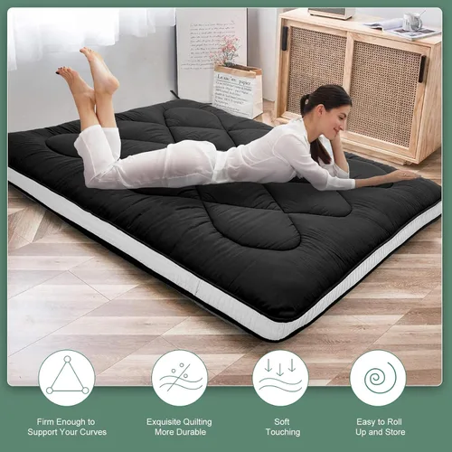 Miniatura 2 de LILYPELLE Colchón japonés de suelo futón, tamaño Queen de 60 x 80 pulgadas, colchones plegables, colchones enrollables, tapete para dormir, tatami