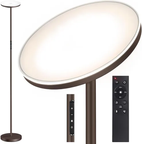OUTON - Lámpara de pie, 30 W/3000 LM LED, moderna lámpara tipo antorcha, lámpara de pie brillante y regulable con 4 temperaturas de color, Bronce