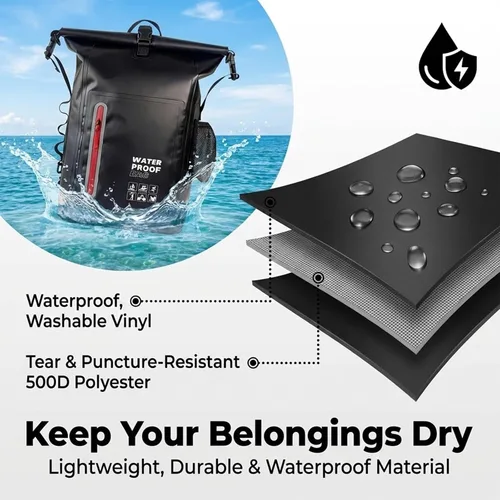 Miniatura 7 de Dry Bag - Bolsa impermeable de 25 litros, flotantes y ligeras para mujer, mochila impermeable para kayak, canotaje, pesca, remo, campamento