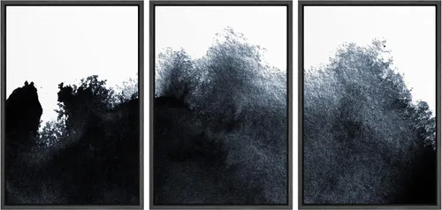 Miniatura 140 de NWT Lienzo enmarcado para pared, juego de arte en acuarela pastel, bosque de montaña oscura, naturaleza silvestre, ilustraciones de arte moderno