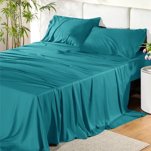 Miniatura 18 de Bedsure Juego de sábanas de tamaño King, sábanas refrescantes King, rayón derivado del bambú, bolsillo profundo de hasta 16 pulgadas, sábanas 03