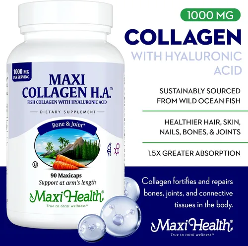 Miniatura 3 de Maxi Health Pastillas de colágeno marino – 1000 mg de colágeno tipo 1 para mujeres y hombres con suplemento de ácido hialurónico para apoyo