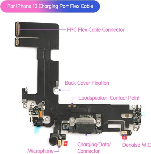 Miniatura 7 de Reemplazo para iPhone 13 Puerto de carga Dock Conector para iPhone 13 Puerto de carga Reemplazo USB Cargador Junta Flex Cable Asamblea Accesorios