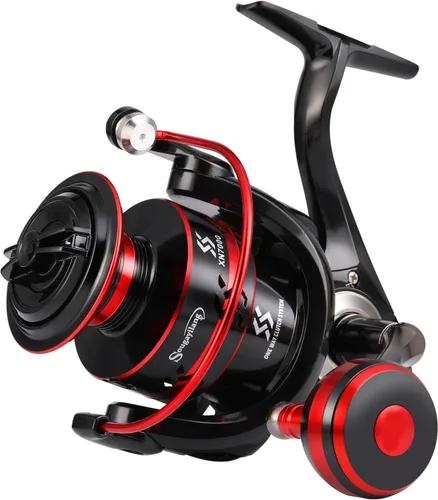 Sougayilang Carretes giratorios ligeros ultra suaves potentes carretes de pesca rojo y azul y dorado B-Rojo