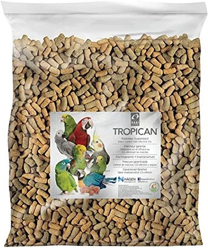 HARI Tropican Bird Food, Hagen Loro con cacahuetes y semillas de girasol, palos de mantenimiento, fórmula de por vida, bolsa de 20 libras