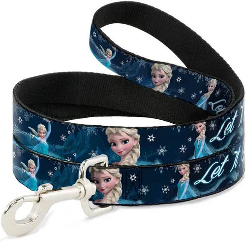Disney Elsa La Nieve Queen poses/copos de nieve Let It Go Blues/Color Blanco Correa del perro 1.0" Amplia, Multicolor