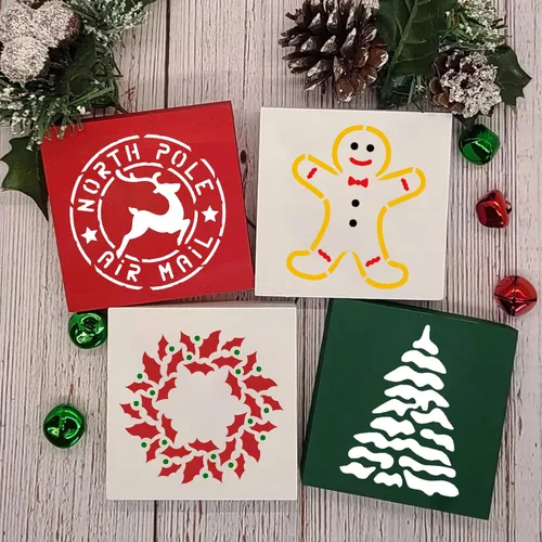 Miniatura 6 de Plantillas navideñas para pintar sobre madera, plantillas de dibujo reutilizables de 3 x 3 pies para manualidades de bricolaje