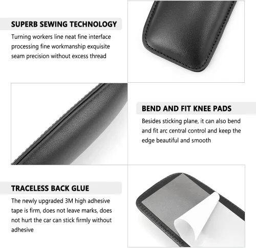 Miniatura 4 de IHOTDER 2 piezas de cojín para rodilla de coche, cojín de cuero suave para puerta de coche y reposabrazos para rodilla, pierna y codo, cojín Negro
